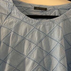 For Cynthia Light Blue Blouse with Diamond Pattern